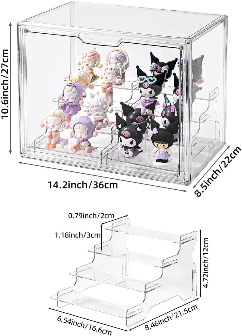 Uni HIMO 4 Tier Display Case for Collectibles,Clear Display Box with 2pack 4 Tier Display Risers ,Storage Container with Magnetic Door - Image 2